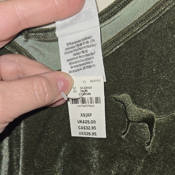 PINK Victoria's Secret Dark Green Crop Camisole Velour Size XS - Picture 4 of 4